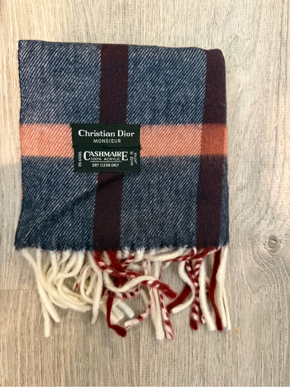 Dior Plaid Cashmere-Blend Scarf in Blue, Red & Cream